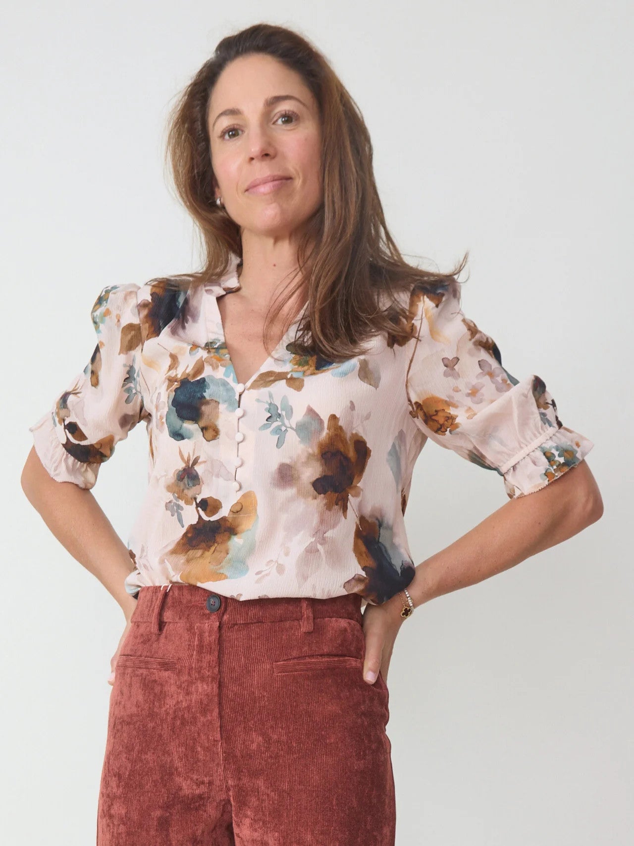 T1690-MWFL Go Silk Go Evermore Blouse Print