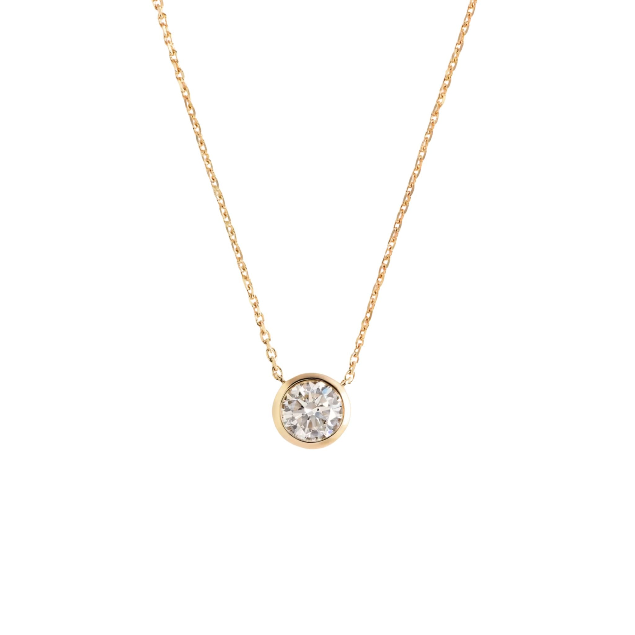 WD1955 14K Gold Lab-Grown Diamond Bezel Necklace