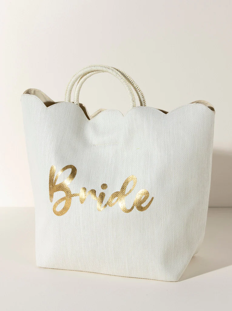 01-02-111IV Shiraleah "Bride" Scalloped Edge Tote