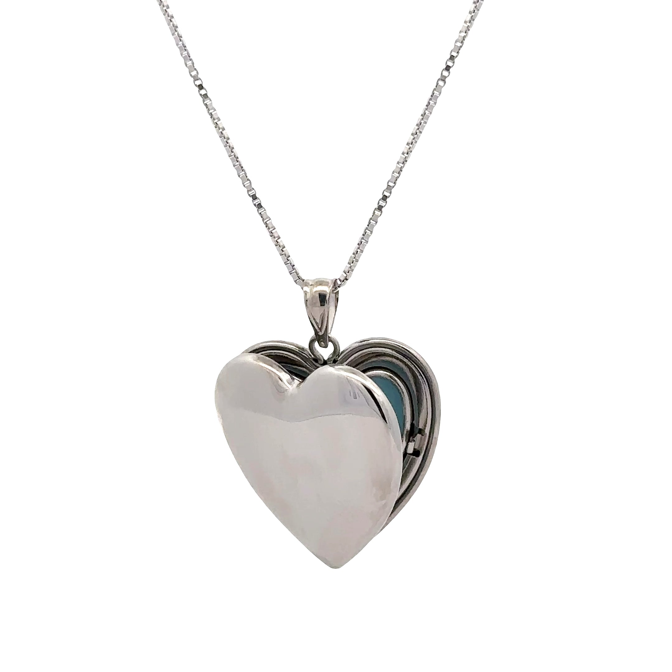 6LH24120H-BX19H Italian Sterling silver with Rhodium Engraveable Locket with 24" Box Chain