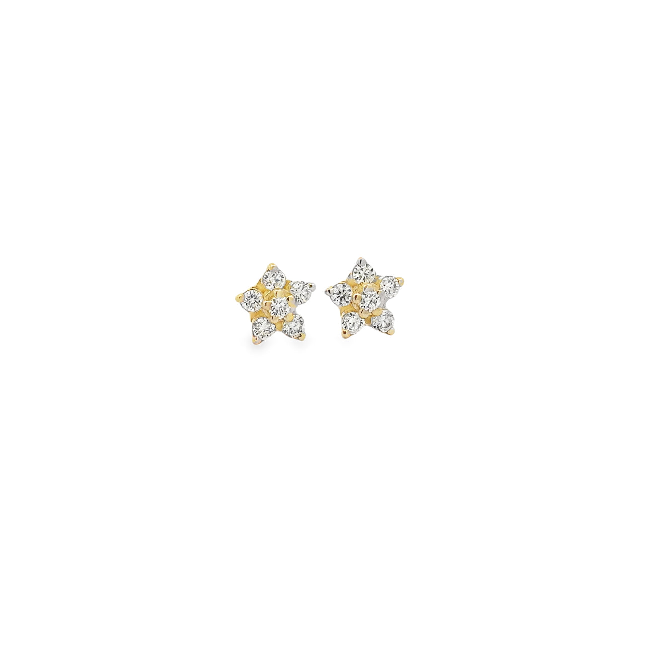 WD1639 14KT Gold Diamond Flower Stud Earrings