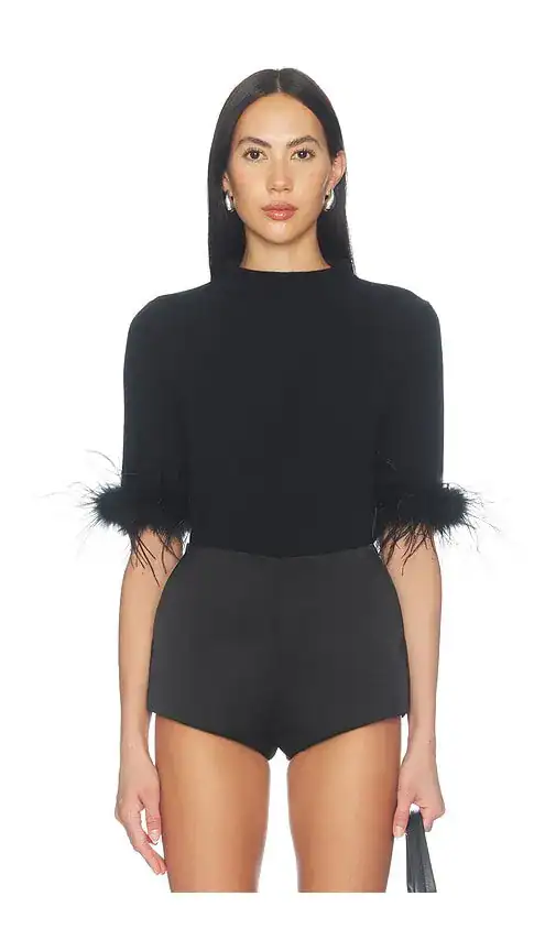 Sw8627  W.Cashmere The Alaiya Sweater Short Sleeve w Feathers