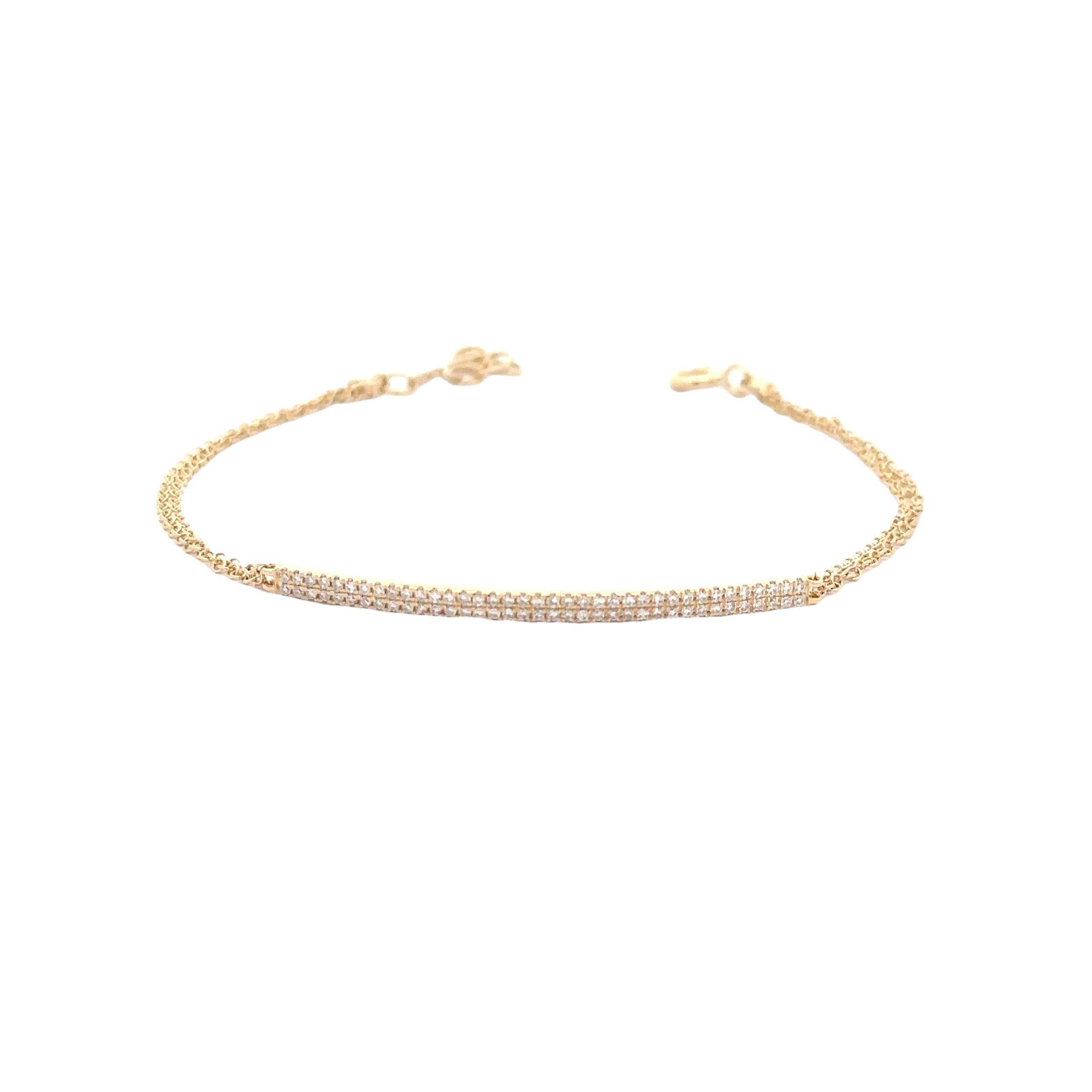 WD1707 14kt Gold Pave Diamond Bar ID Bracelet