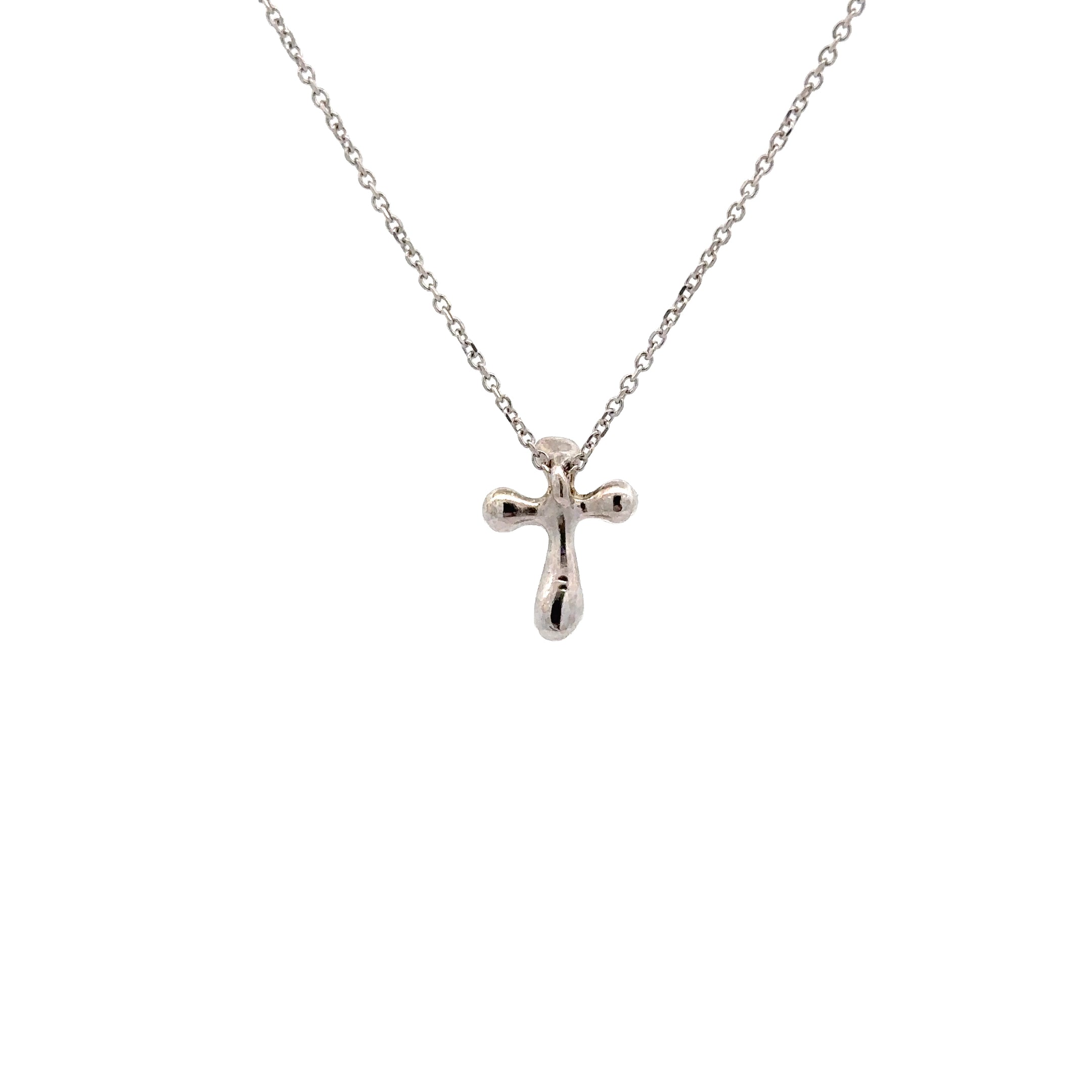 WD1736 14kt White Gold Oranic Shaped Cross