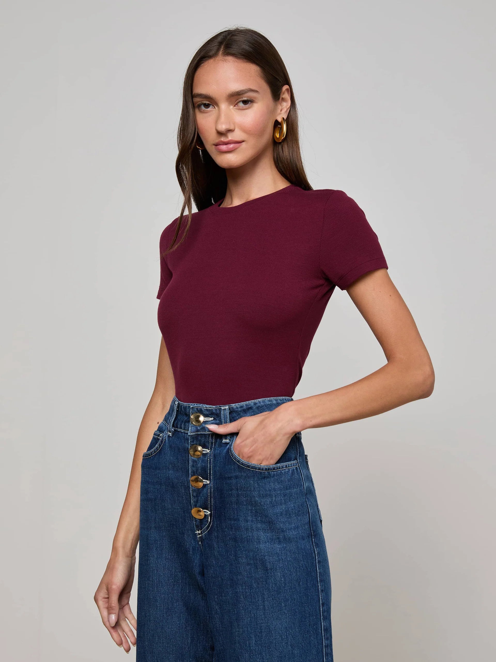 5507KMRdp L'AGENCE Ressi Fitted Tee