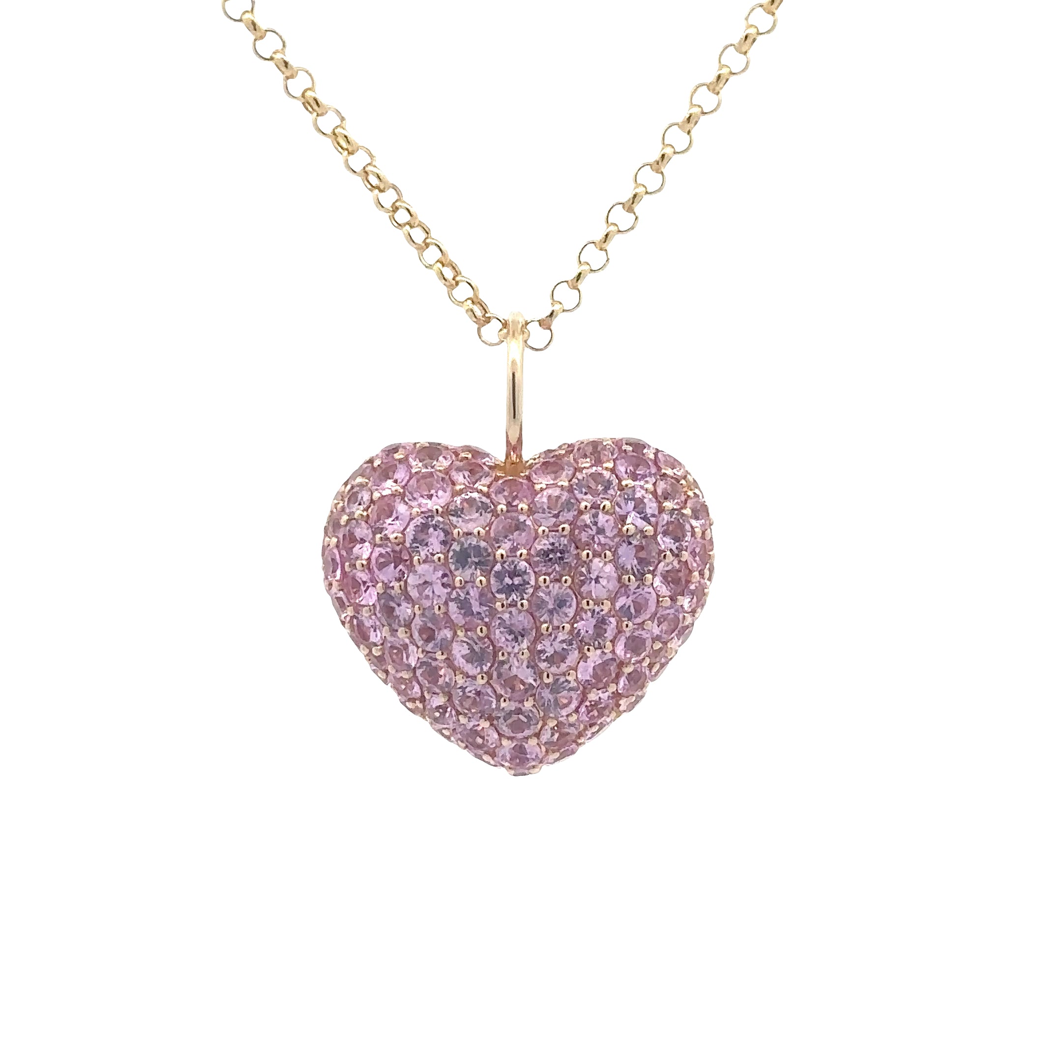 WD1830 14kt Gold Pink Sapphire Puffy Heart