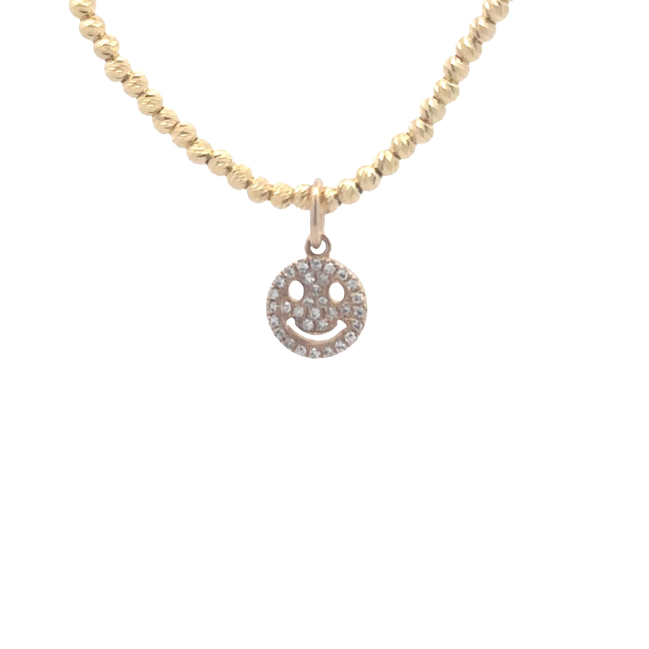 WD1831 14kt Gold Small Diamond Pave Smiley Pendant