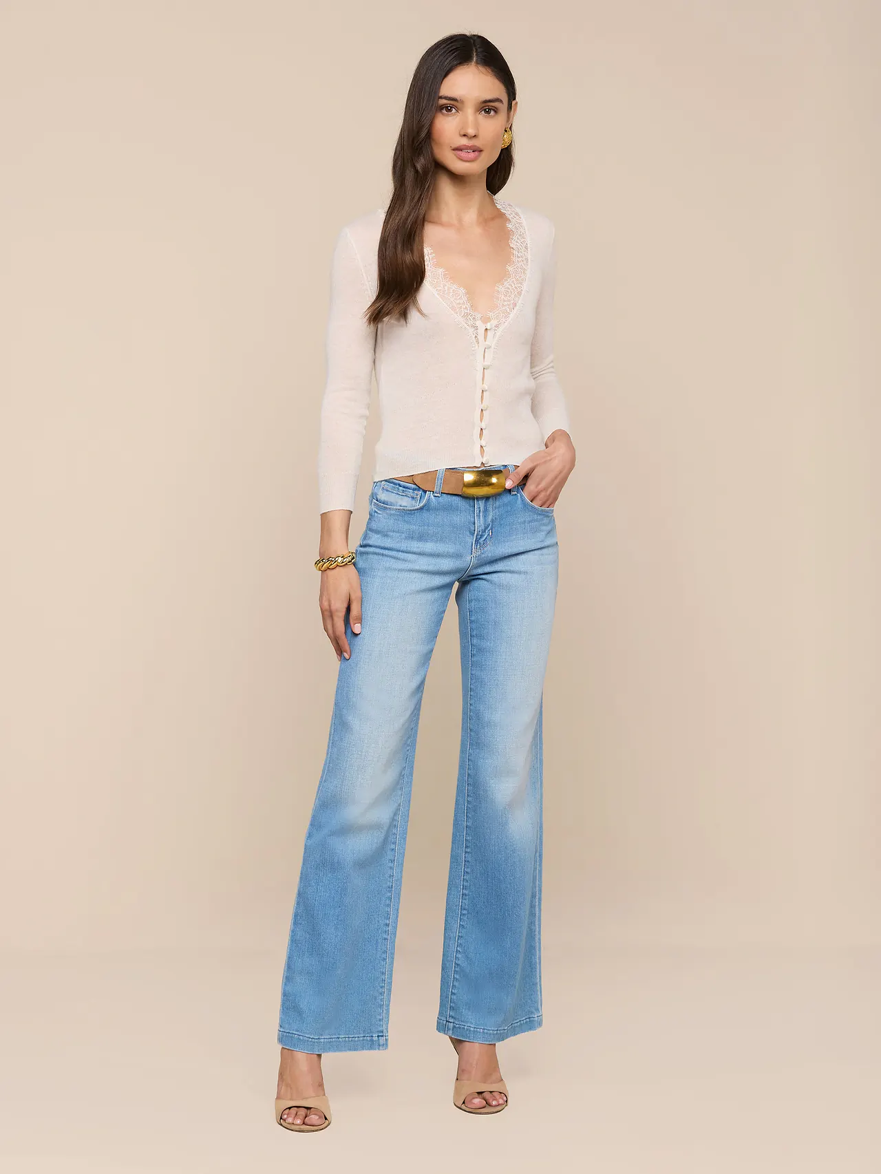 80223rca L'AGENCE The Eluna Lace detail Cardigan