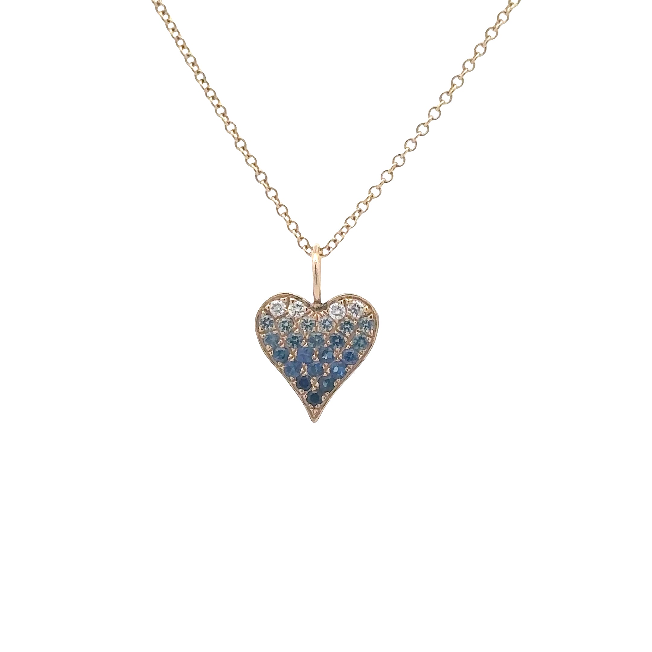 WD1829 14kt Gold Saphire Hombre Heart Pendant