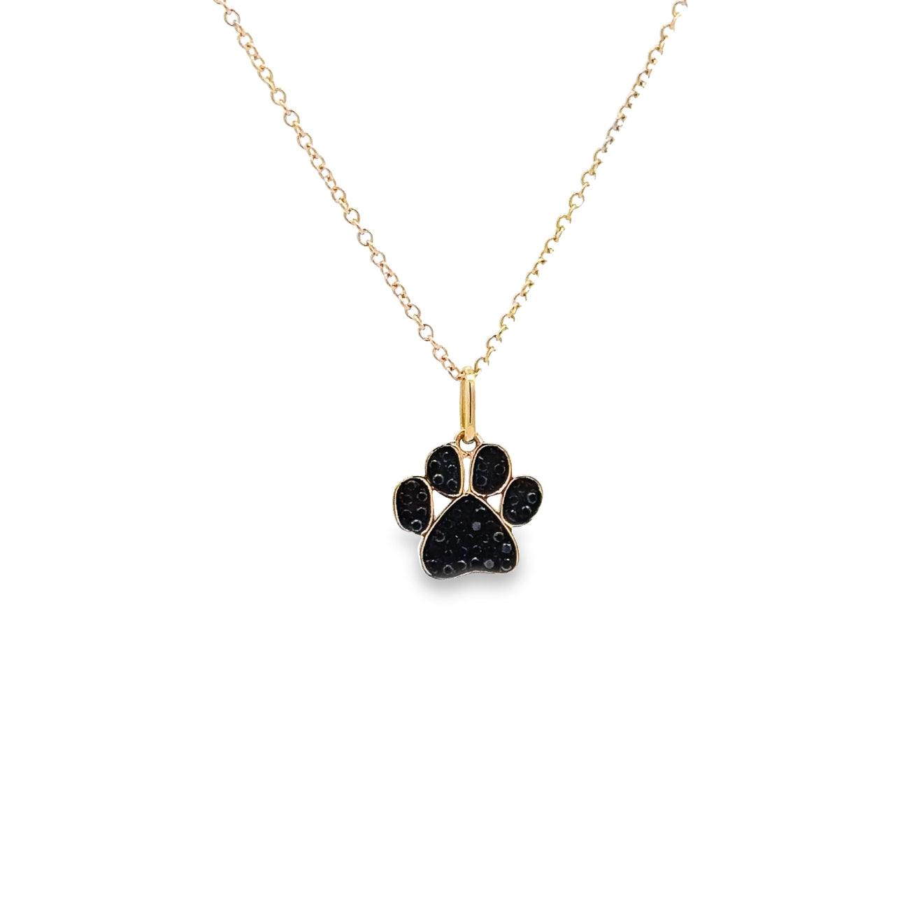 WD1259 14kt Gold Pave Black Diamond Paw Pendant