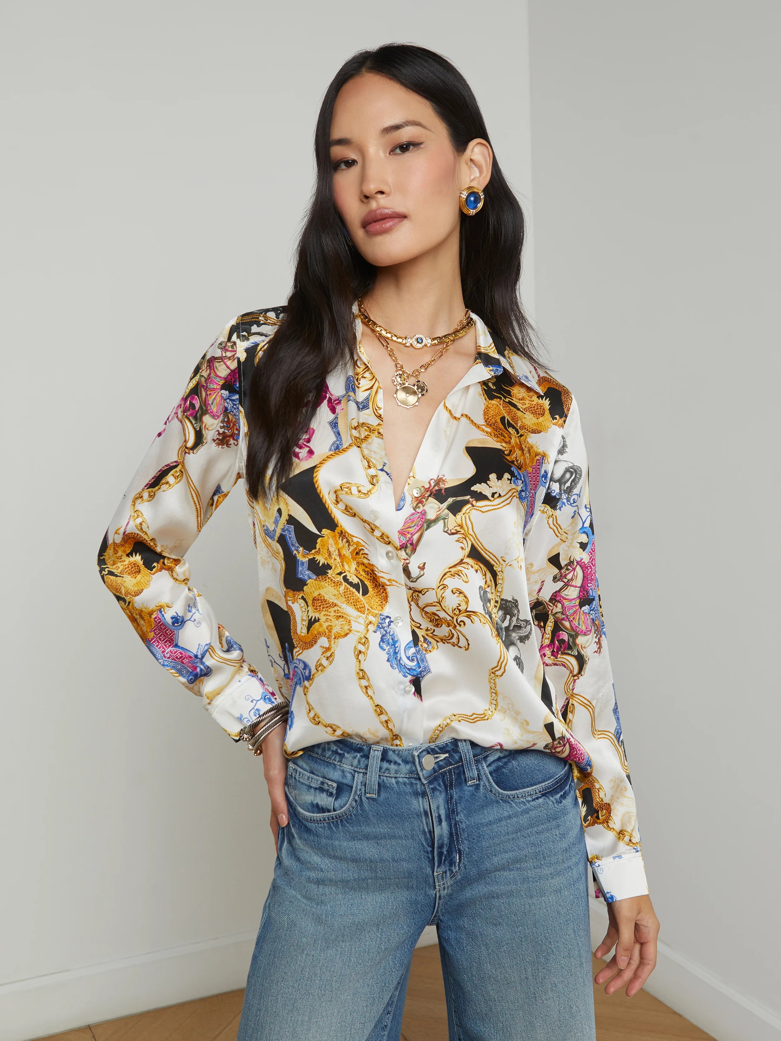 40223RMEwbnr L'AGENCE Tyler Silk Blouse