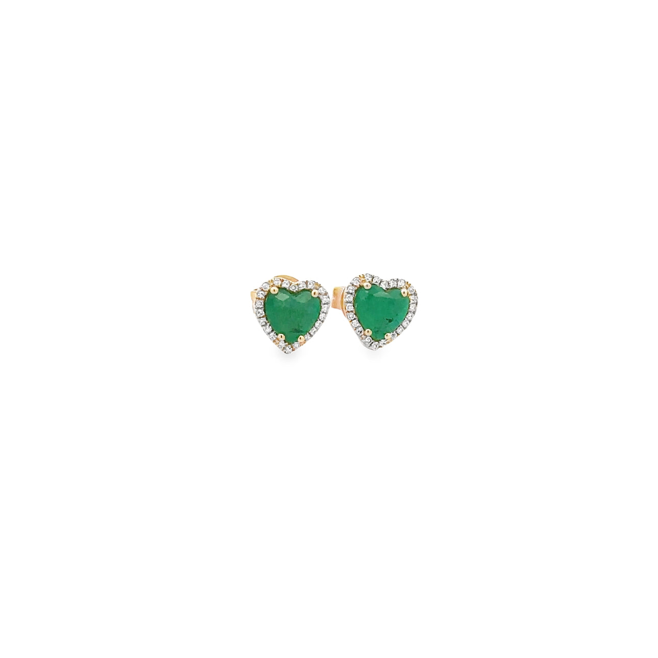 WD1317 14kt Gold Emerald Studs with Pave Diamond Halo