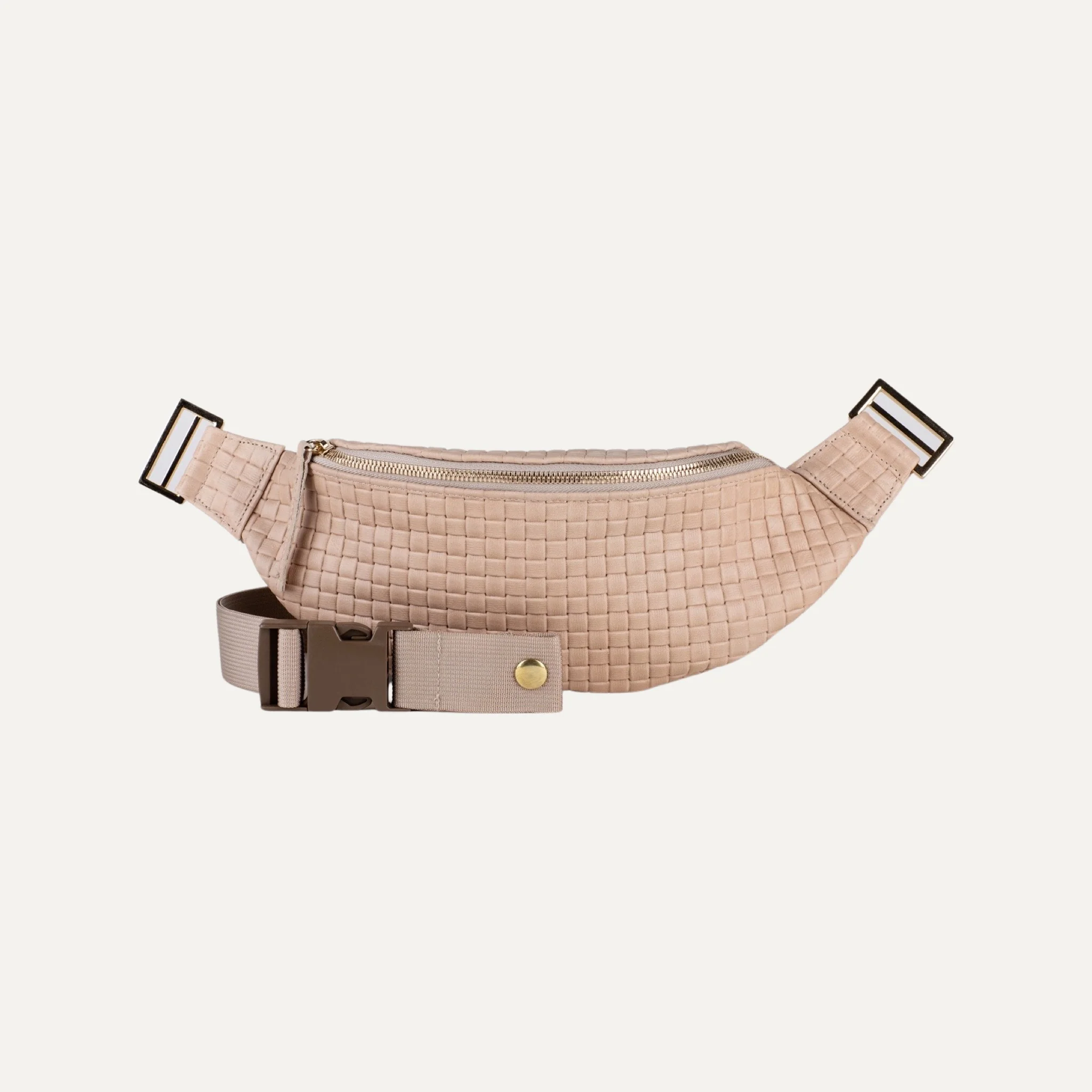 Fanny Pack + Crossbody Bag | Tan Woven + Gold Hardware