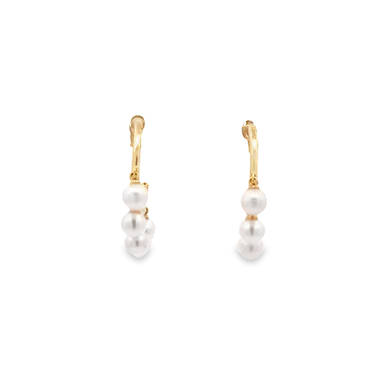 WD1316 14kt Gold White Cultured Pearl Drop Earrings