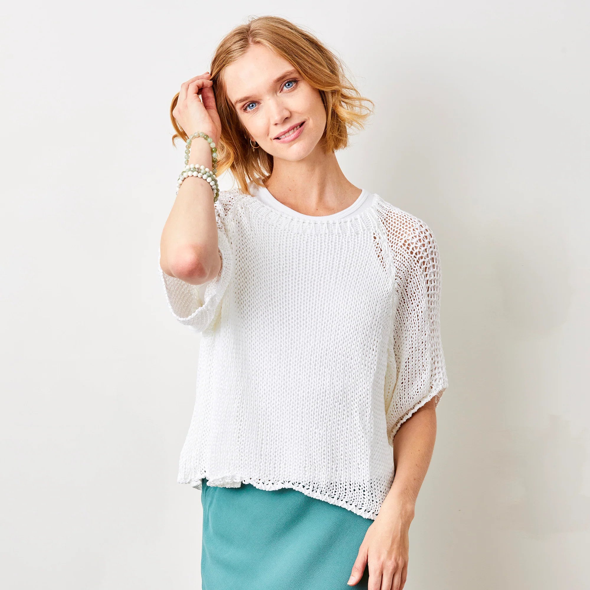Jackyw Suzy D Cotton Crochet Knit Sweater