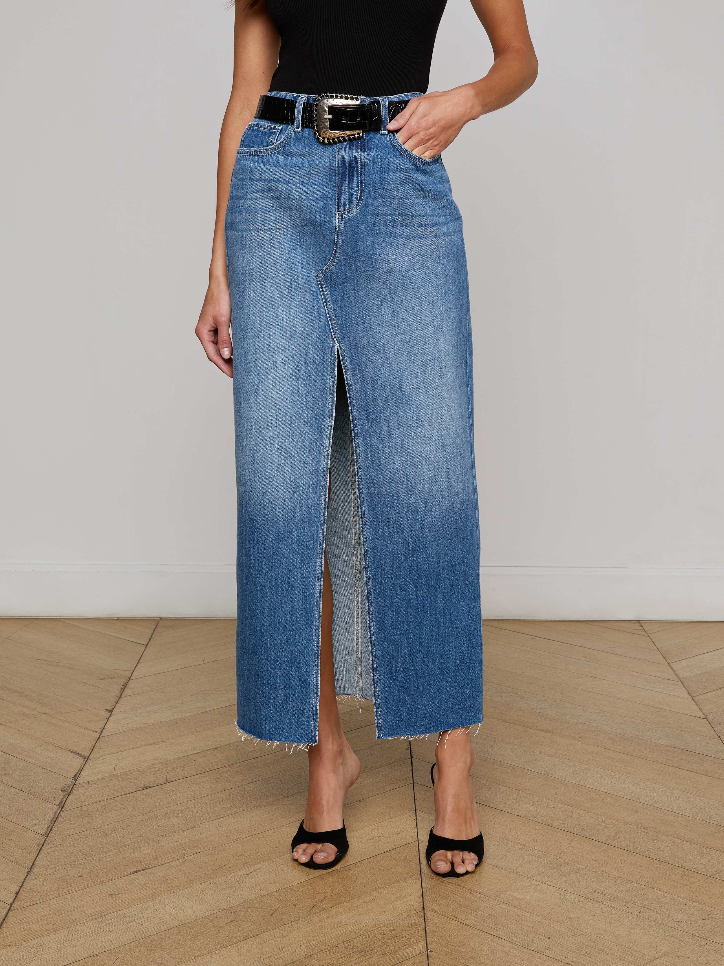 3448YRORw L'Agence Rysa Denim Skirt
