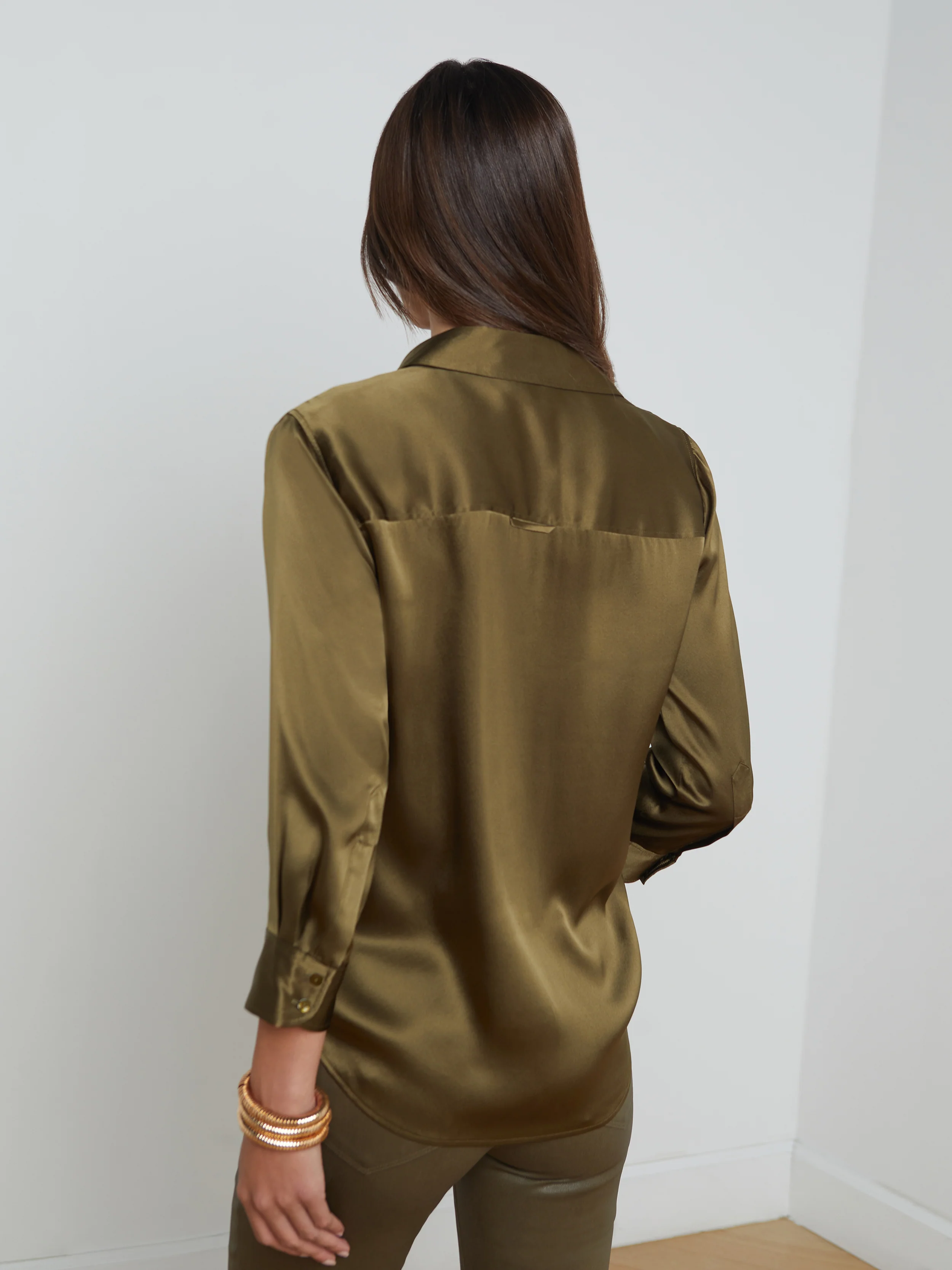 40126CLWp L'AGENCE Dani 3/4 Sleeve Silk Blouse