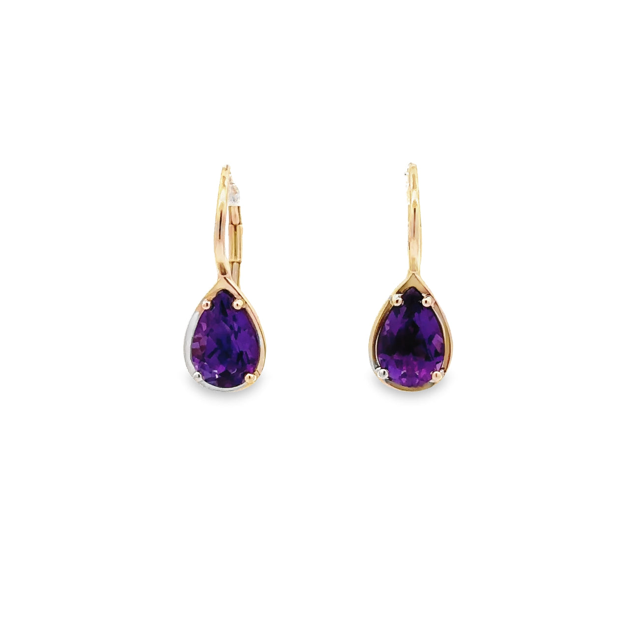 WD1351 14KT Gold Pear Shaped Purple Amethyst Earrings