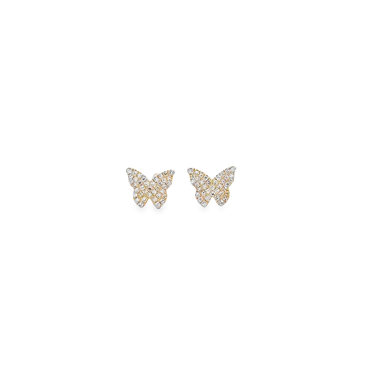 WD807 14kt gold pave diamond butterfly stud