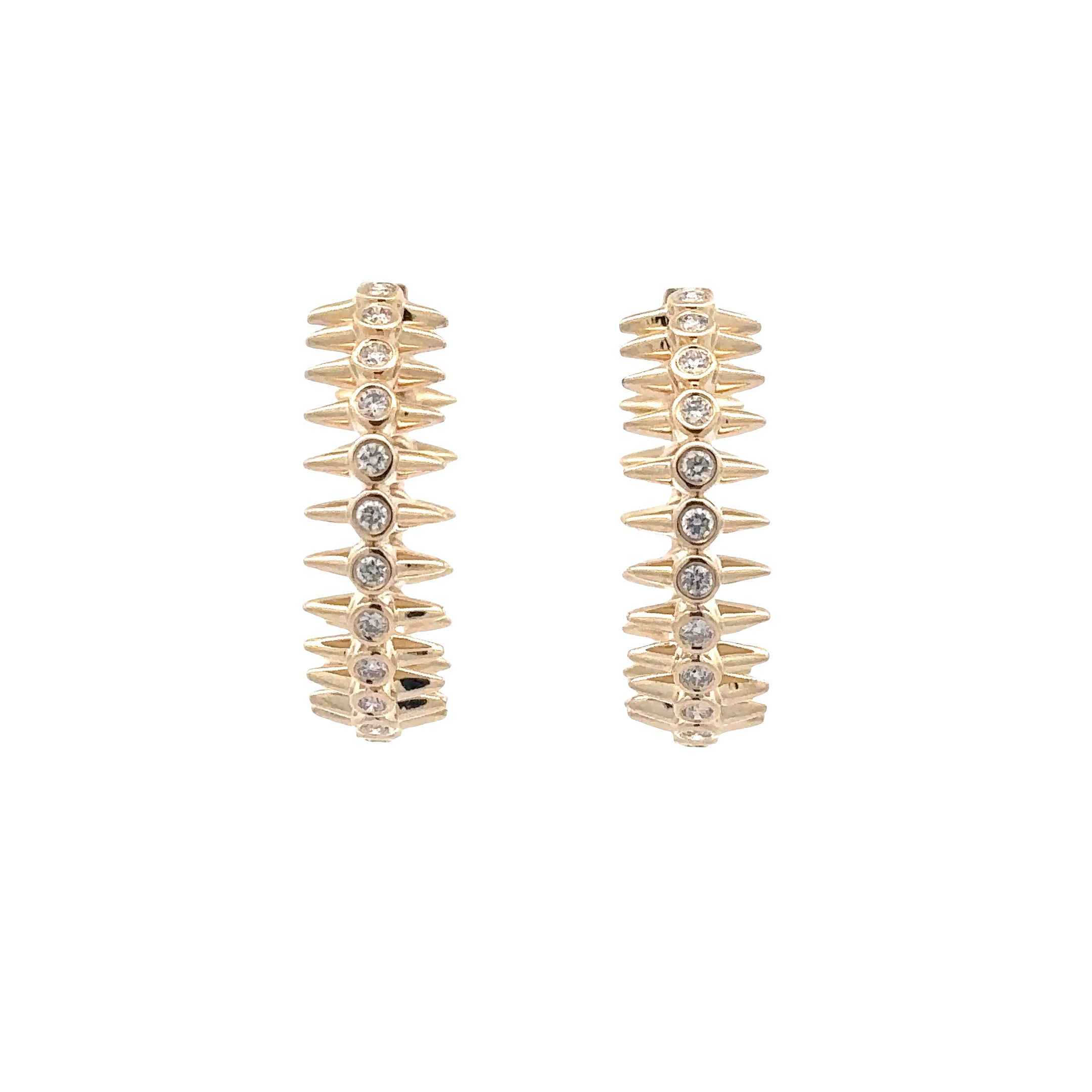WD1853 14kt Gold Spike Diamond Hoop