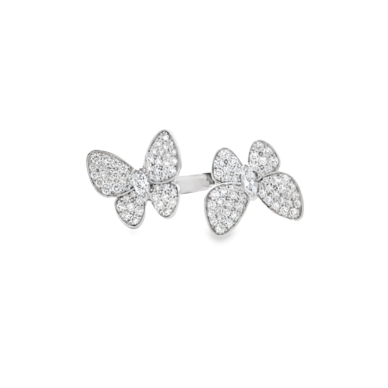 WD1678 18kt Gold Double Butterfly Pave Diamond Ring