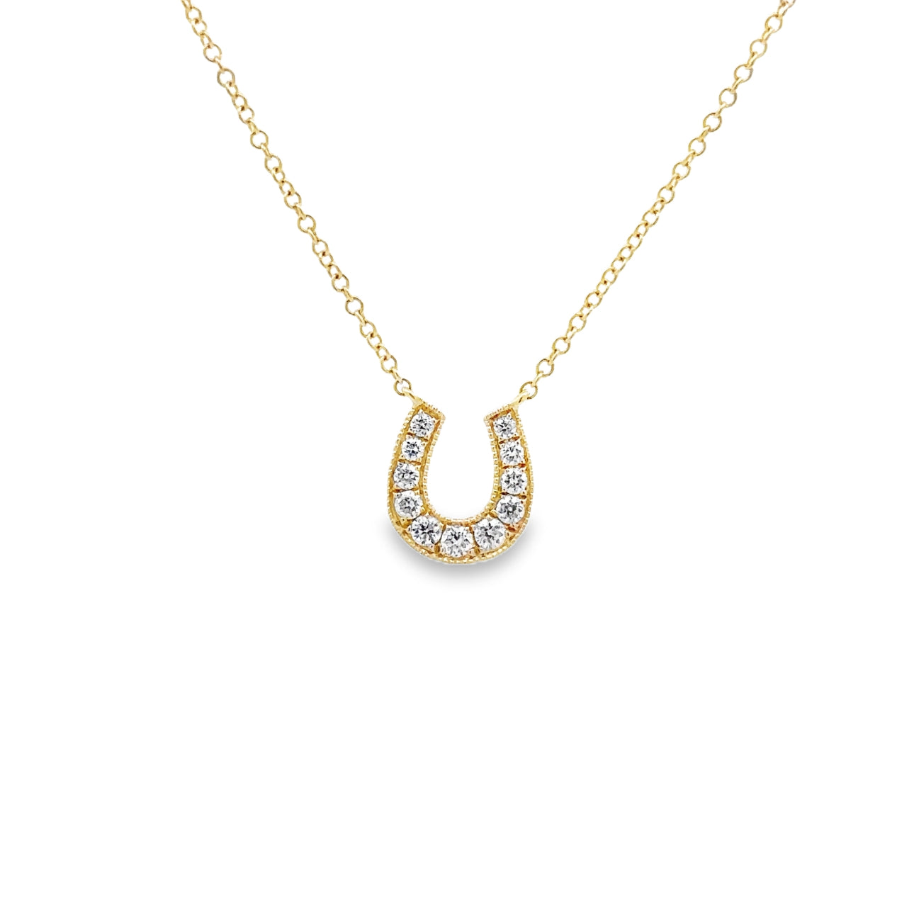 WD1636 14kt Gold Horseshoe Necklace with Pave Diamonds