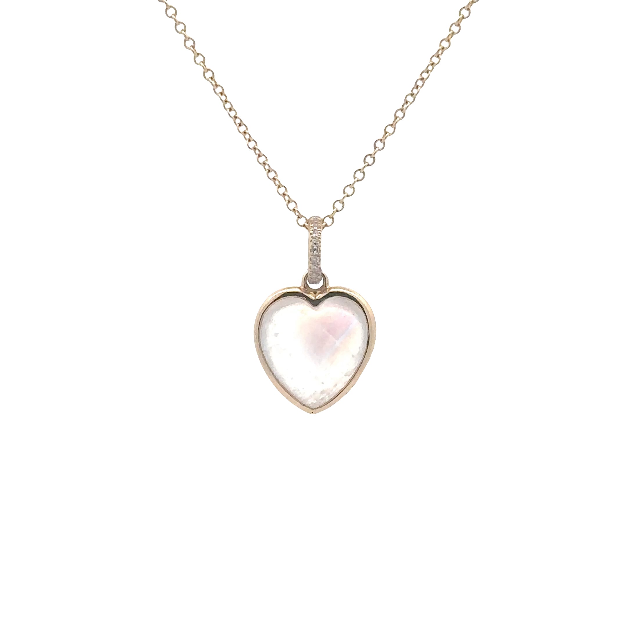 WD1826 14kt gold moonstone with diamond detail heart pendant