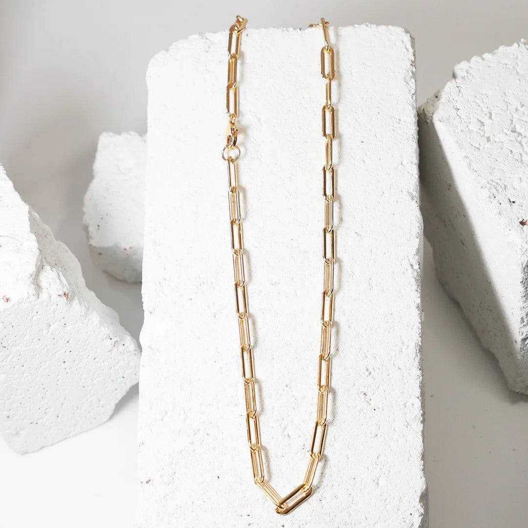 LG115 LOVE Grenades 14kt goldfill Heavy weight paperlink chain necklace