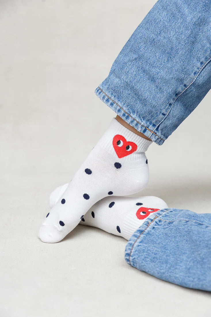 P8788S LIMLIM Short Polka Heart Socks