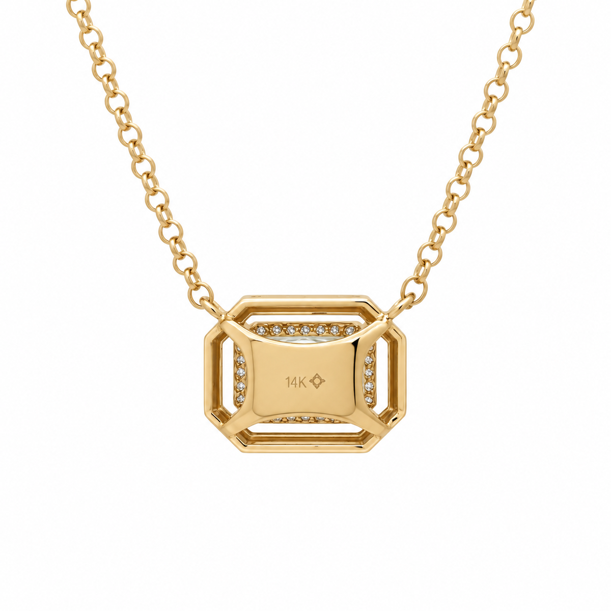 WD1974 14kt Gold Aquamarine & Diamond Necklace