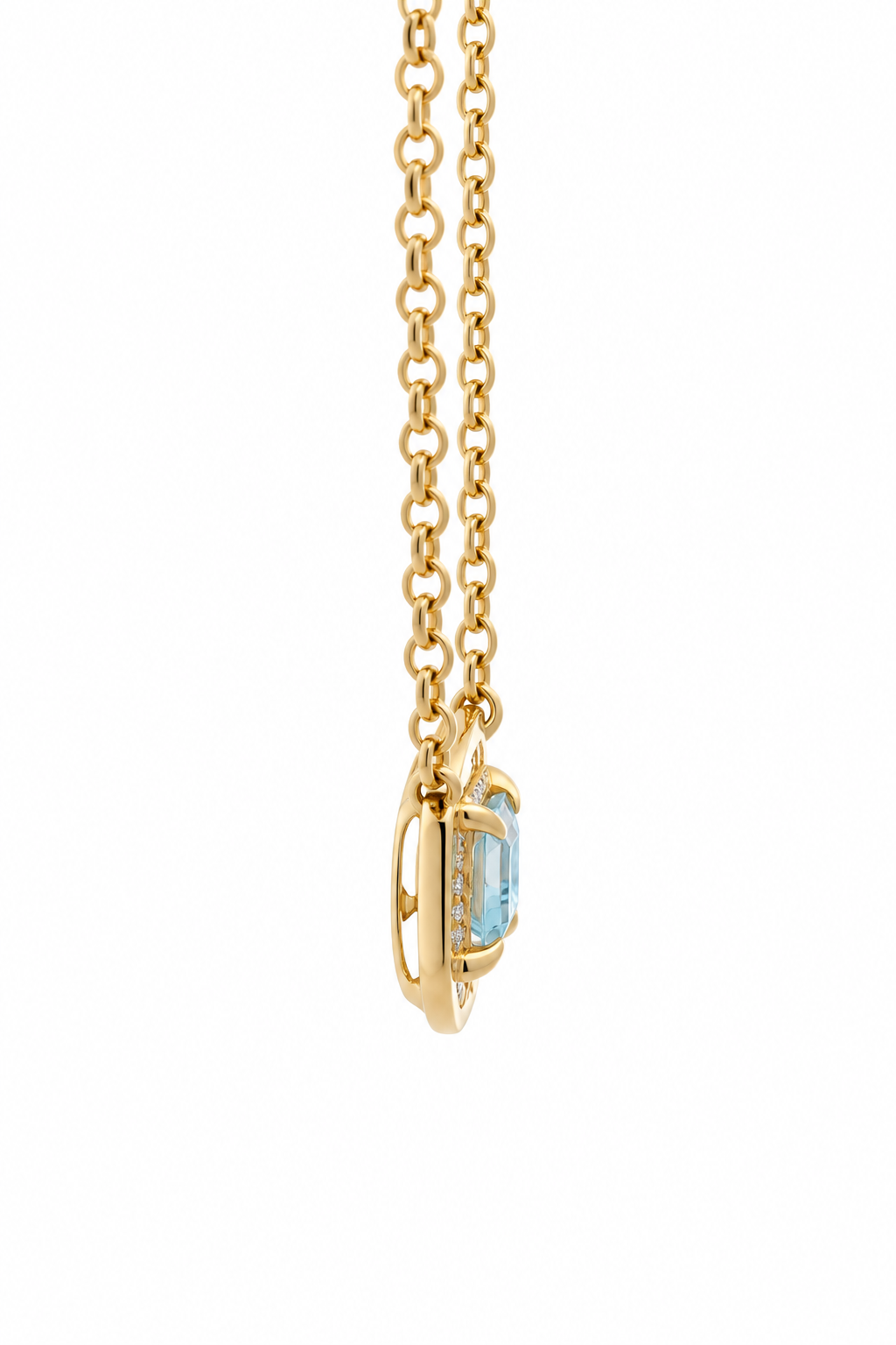 WD1974 14kt Gold Aquamarine & Diamond Necklace