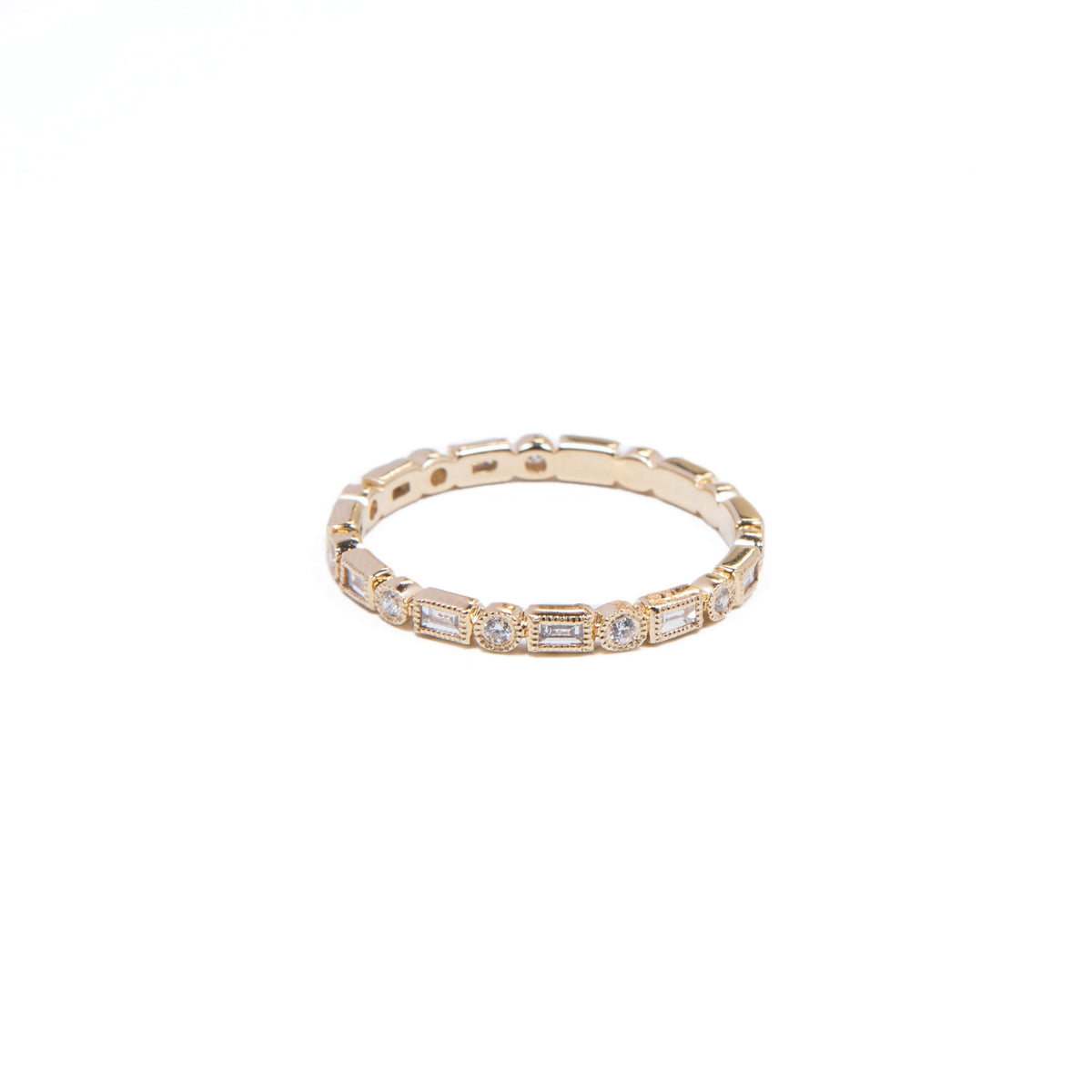 WD432 The Baguette and Round Bezel Ring