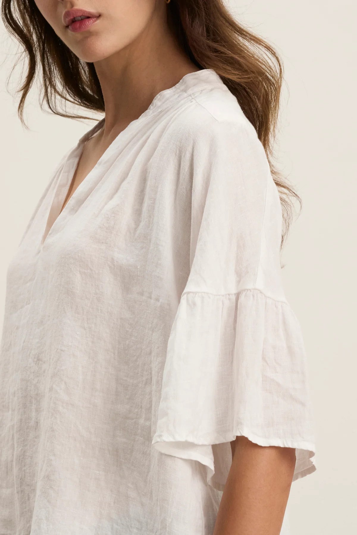 RAYE07w Velvet Woven Linen Top