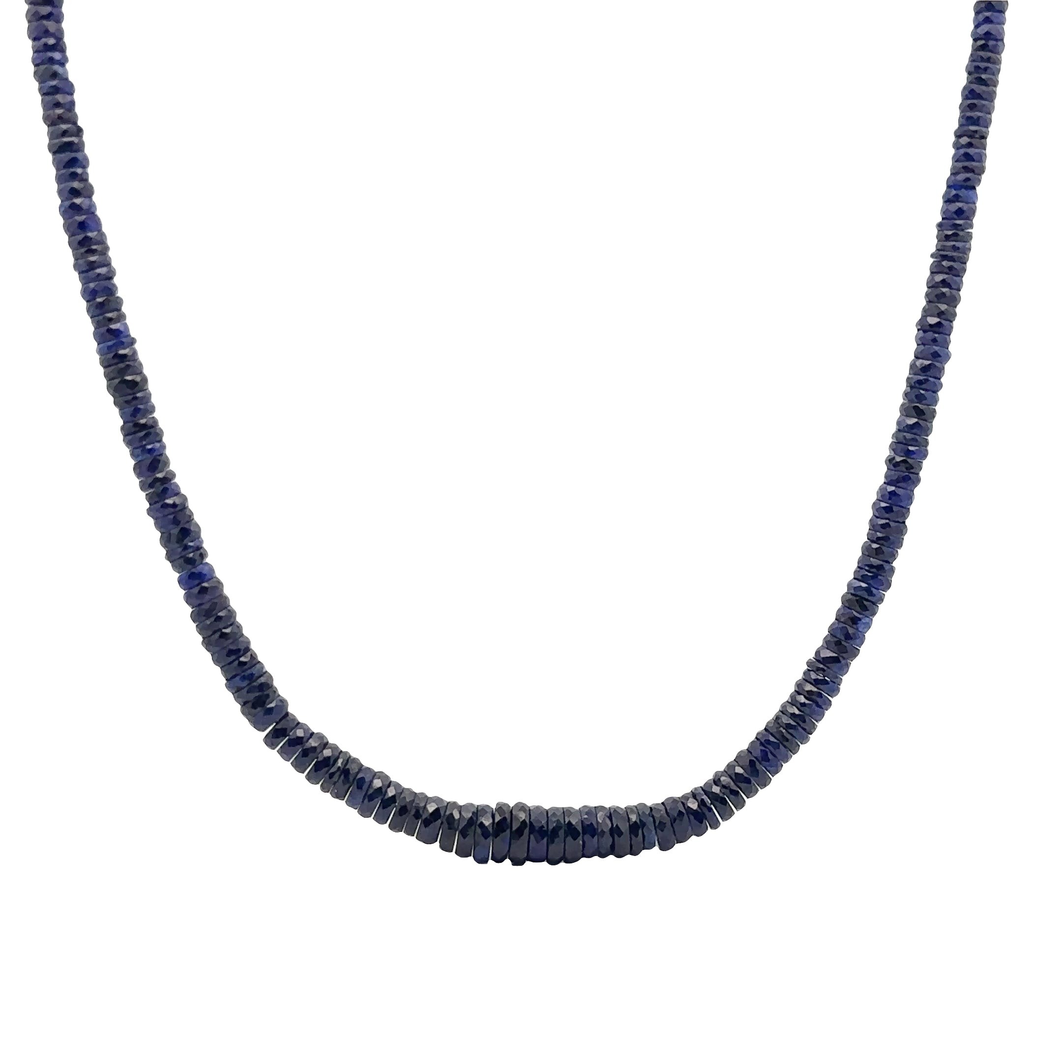 WD1929 Faceted Blue Sapphire Necklace — 14K Yellow Gold