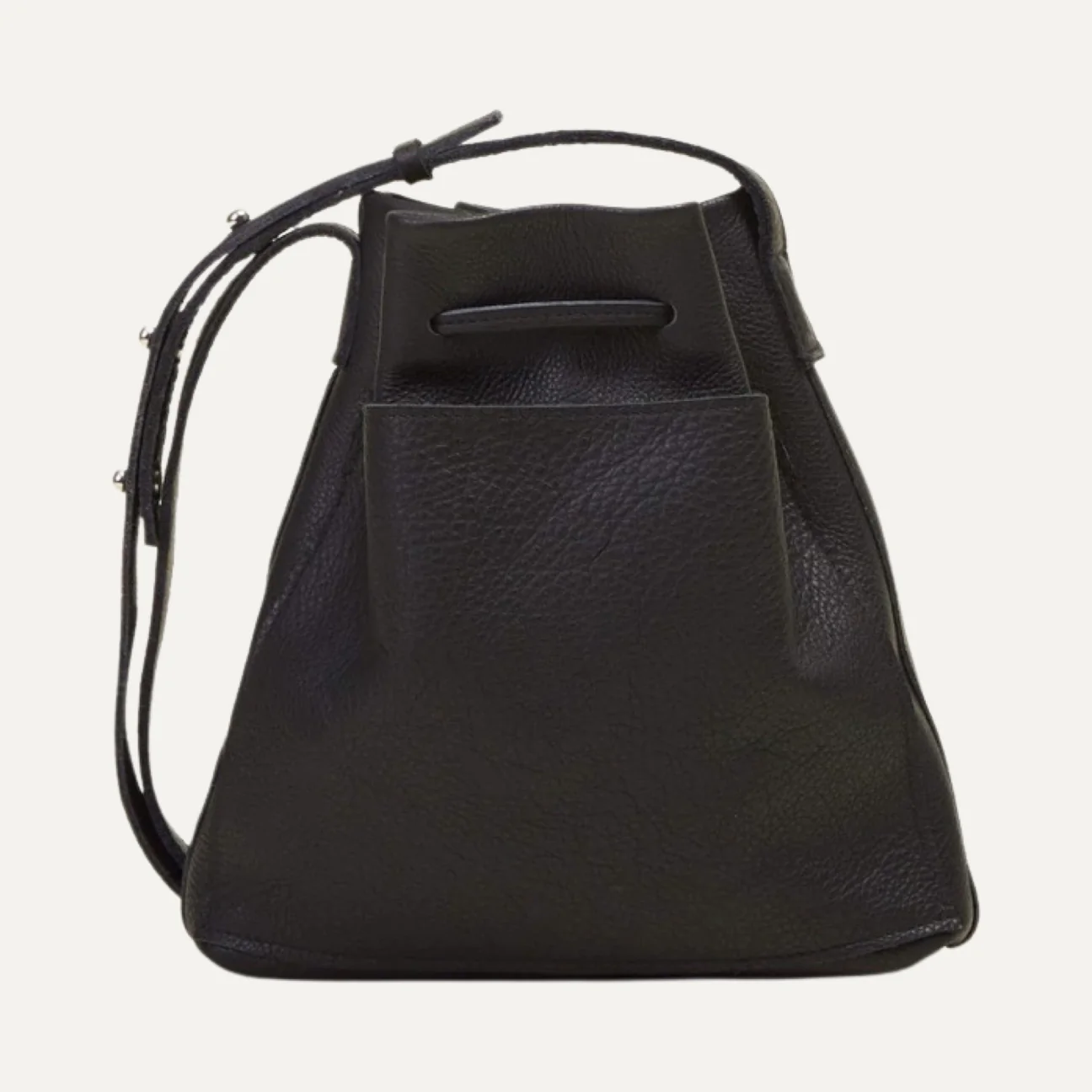 Mini Crossbody Tote | Black Leather + Silver Hardware