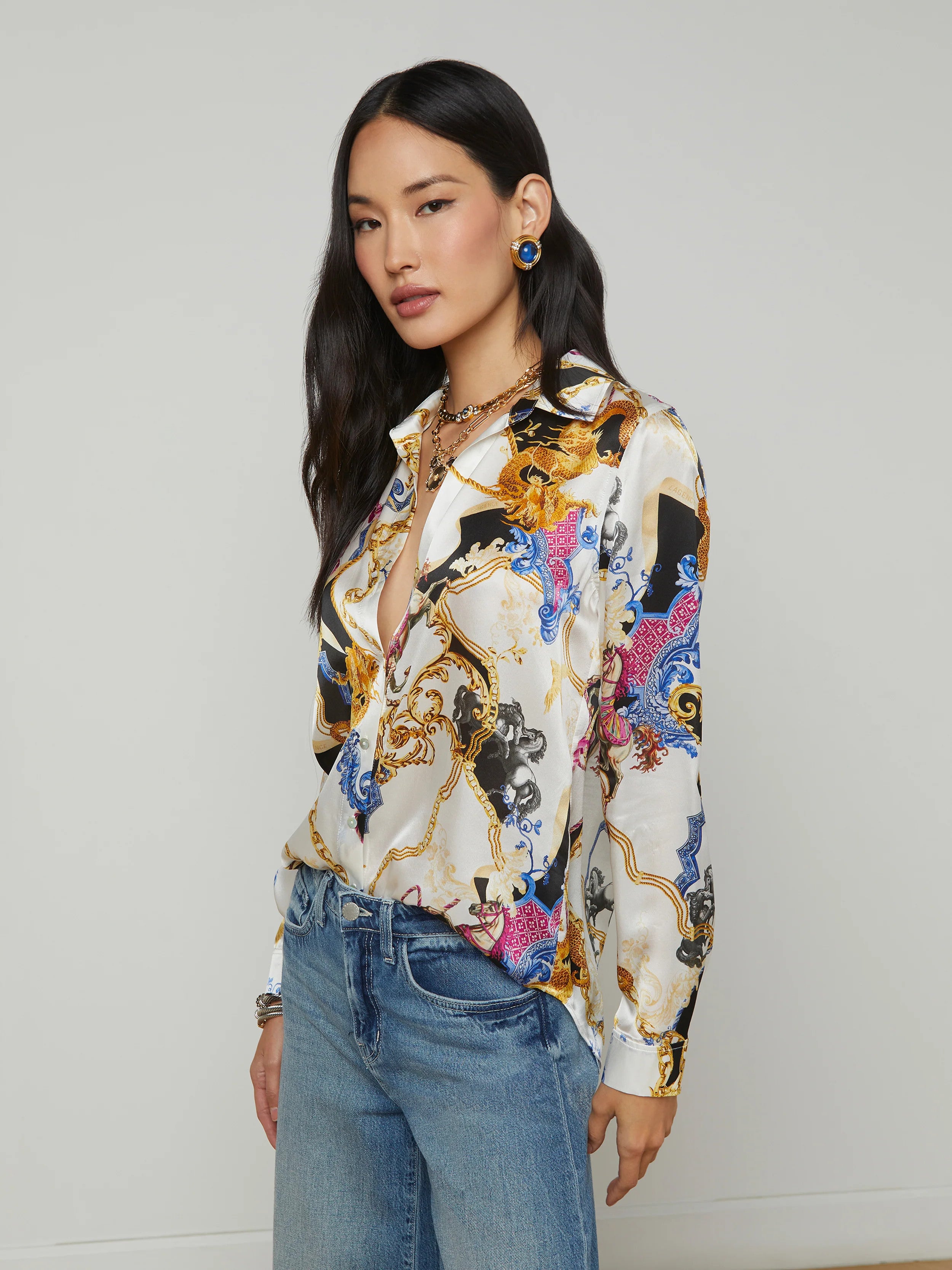 40223RMEwbnr L'AGENCE Tyler Silk Blouse