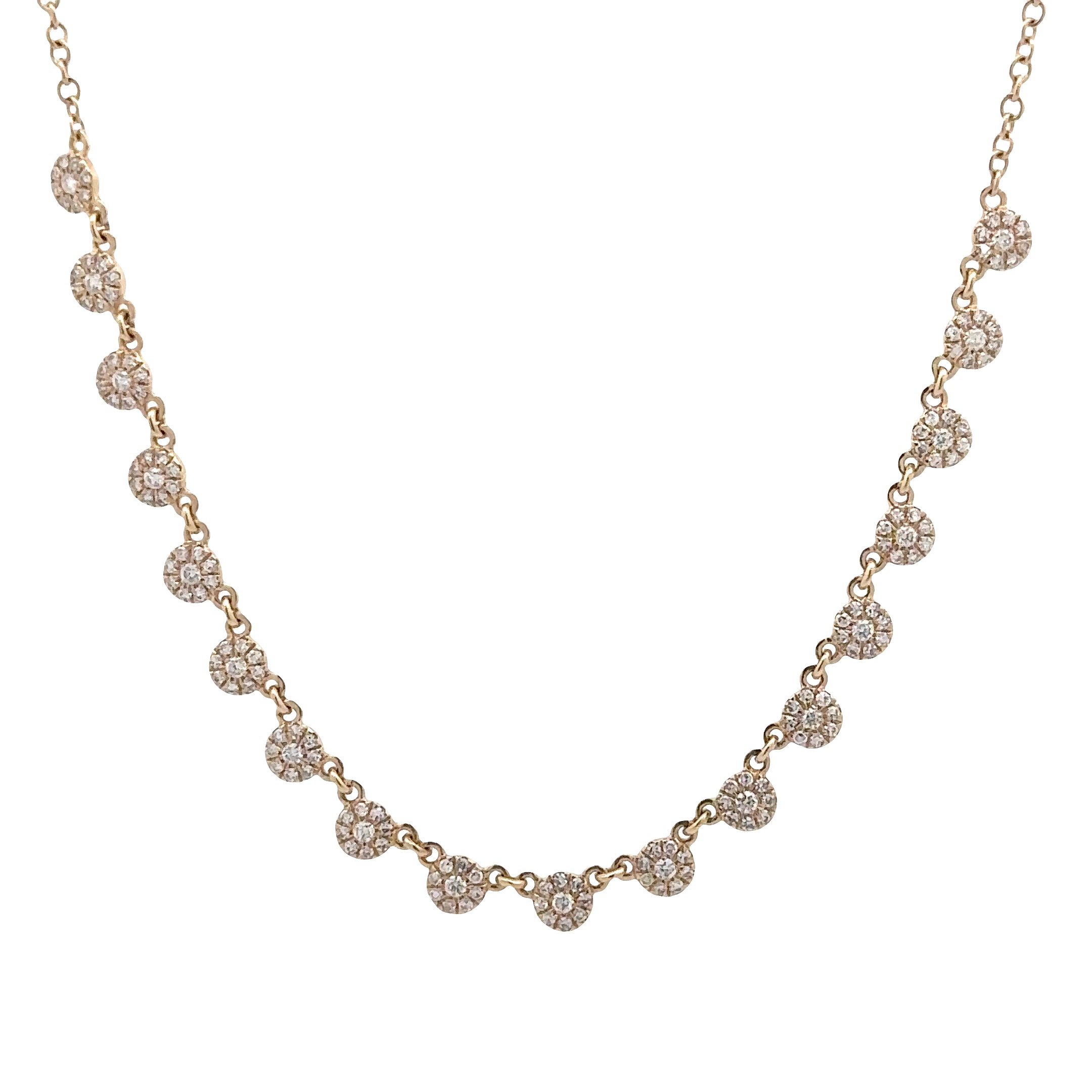 WD1953 14K Yellow Gold Diamond Station Necklace