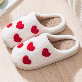 ZK961w Valentine's Day Heart Fleece Slipper