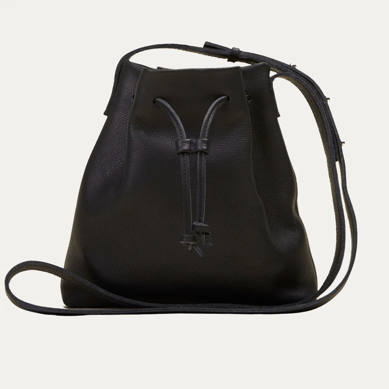 Mini Crossbody Tote | Black Leather + Silver Hardware