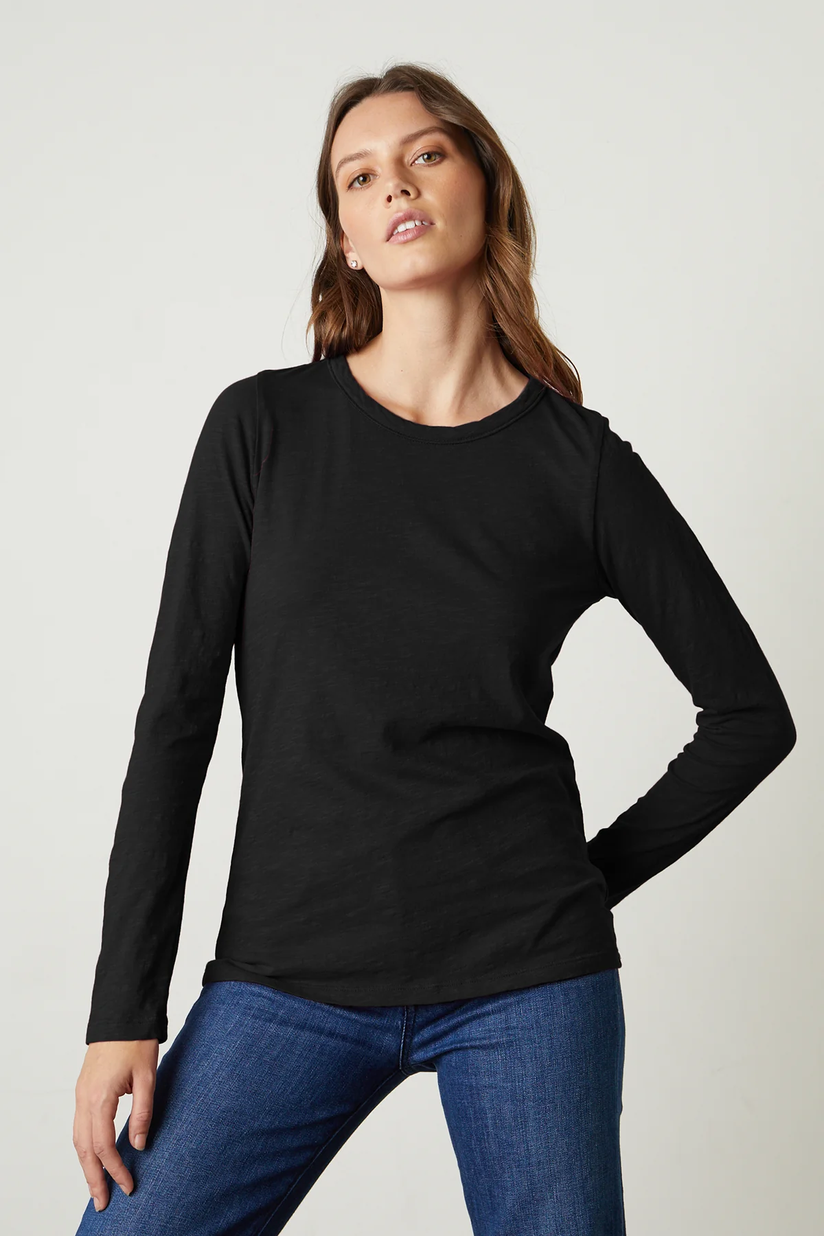 Lizzie03 velvet Long Sleeve Crew neck