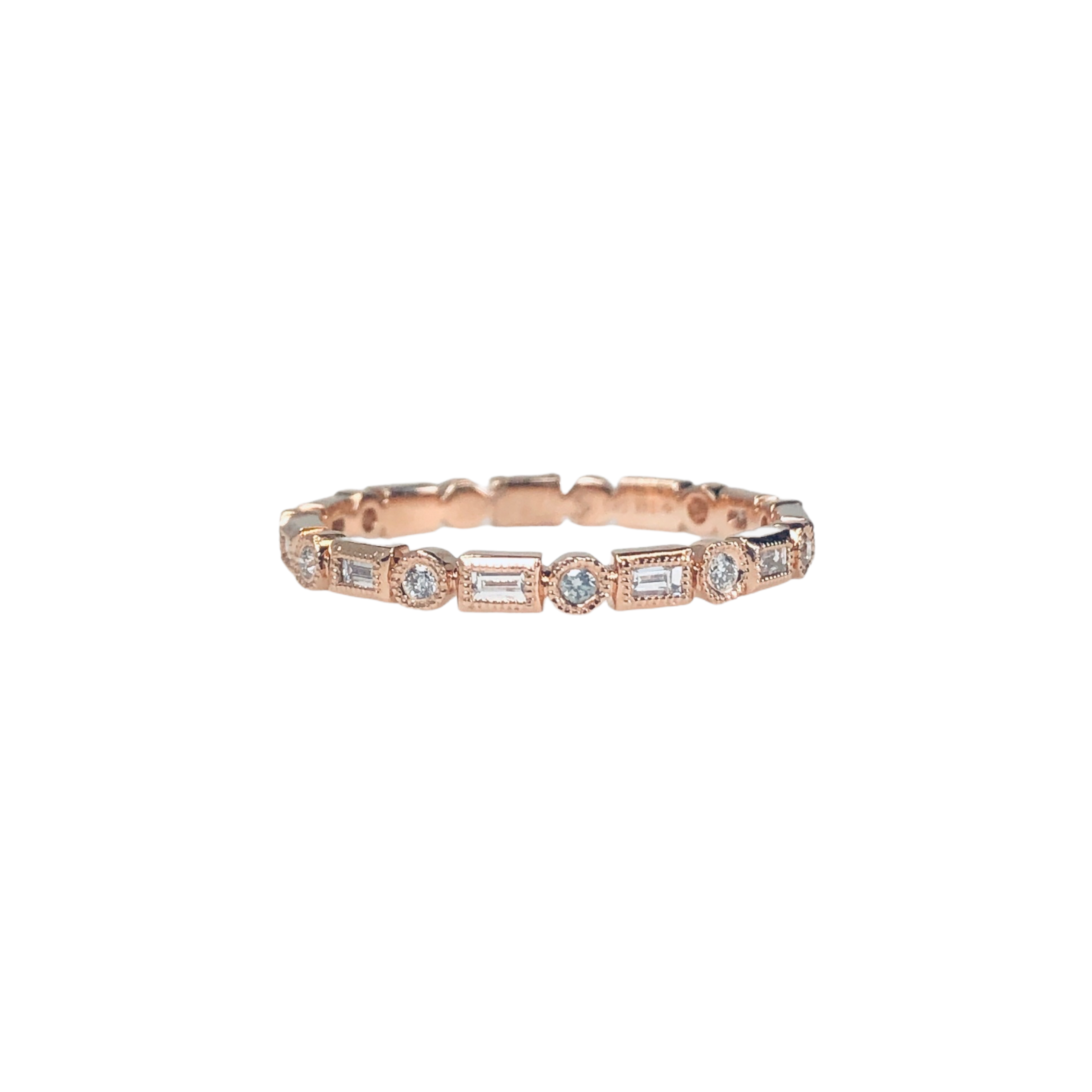WD432 The Baquette and Round Bezel Ring